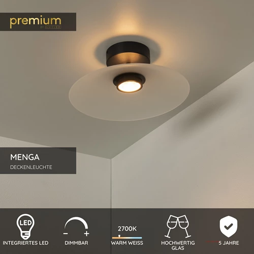 Lucide MENGA - Deckenleuchte - Ø 40 cm - LED Dim. - 1x11W 2700K - Opal | Premium - USP